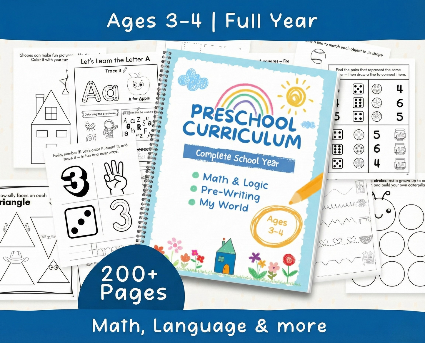 ⭐ Kids Busy Book & Worksheets Bundle (Ages 3–4) | JollyPrinty