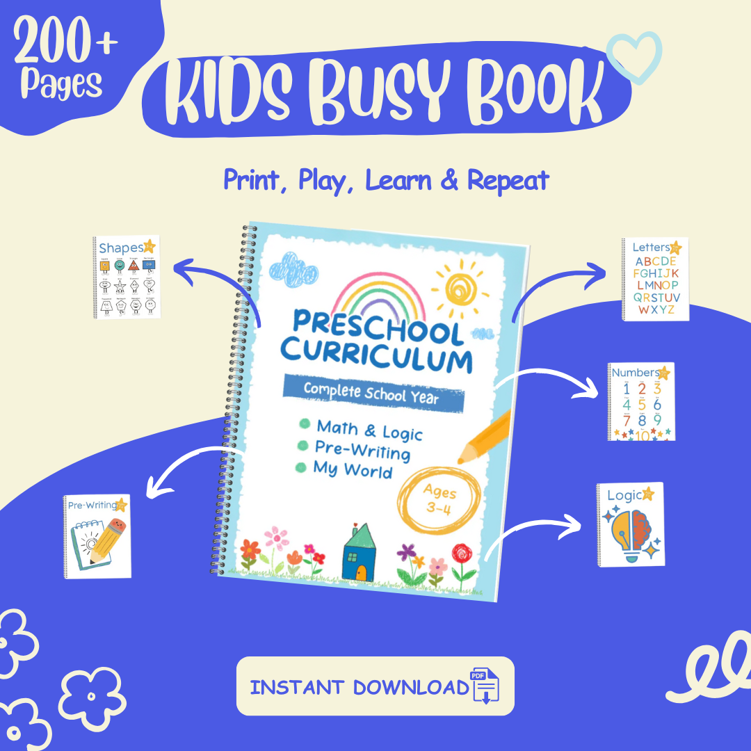 ⭐ Kids Busy Book & Worksheets Bundle (Ages 3–4) | JollyPrinty