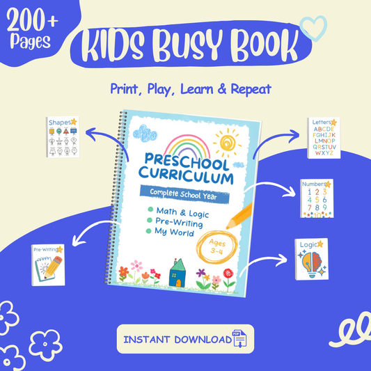 ⭐ Kids Busy Book & Worksheets Bundle (Ages 3–4) | JollyPrinty