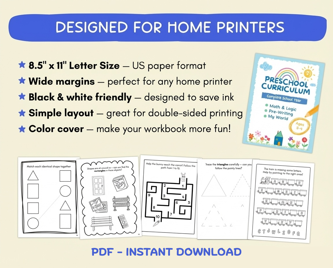 ⭐ Kids Busy Book & Worksheets Bundle (Ages 3–4) | JollyPrinty
