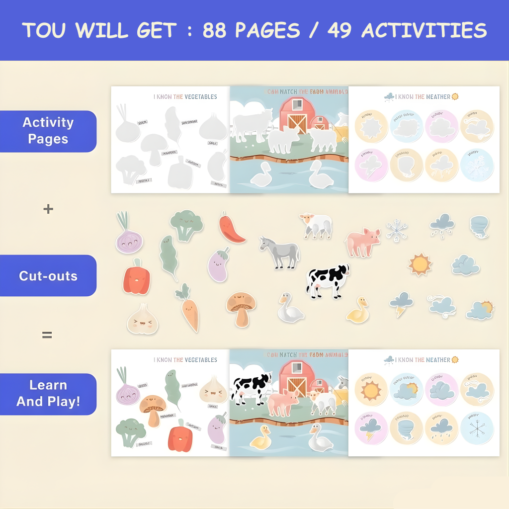 Toddler Busy Book | Montessori Learning Binder Homeschool