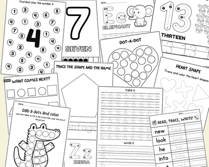 ⭐ Kids Busy Book & Worksheets Bundle (Ages 3–4) | JollyPrinty