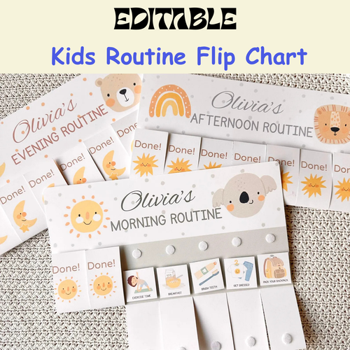 SmartRoutine | Editable Kids Daily Routine & Chore Flip Chart