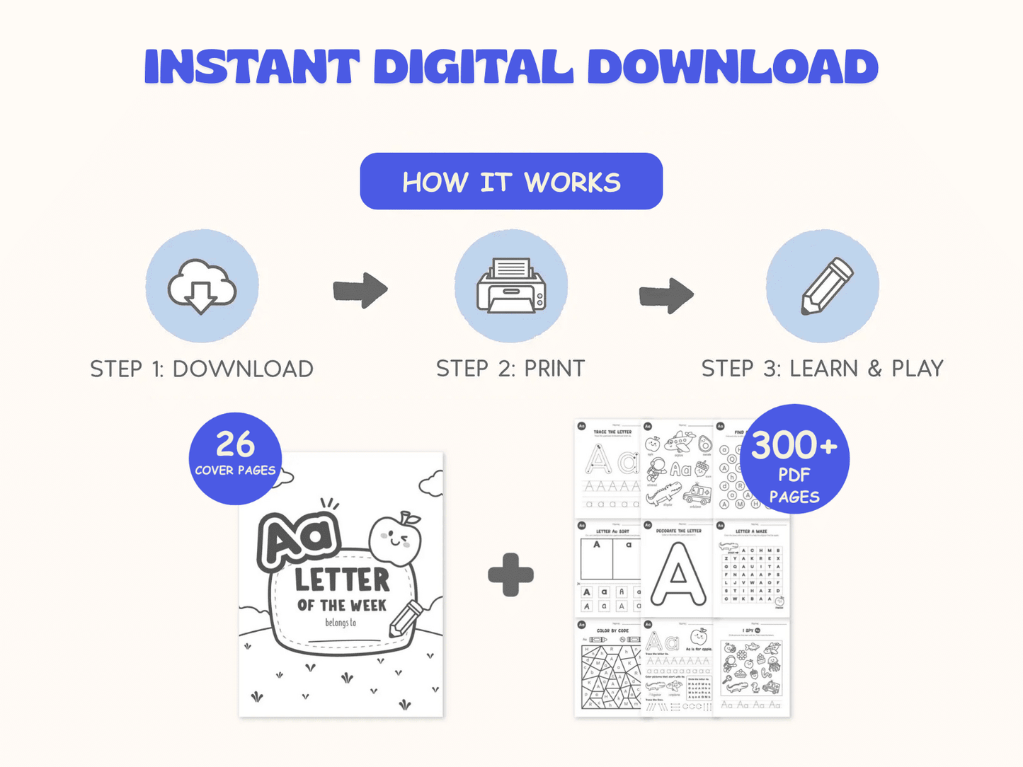 A–Z Letter of the Week | Printable Learning Pack – Print & Play - JollyPrinty