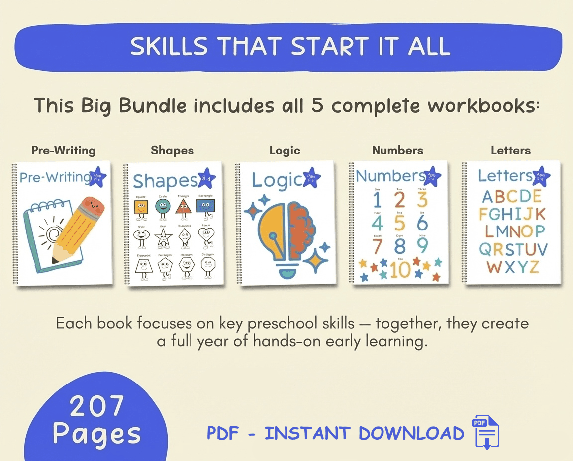 Kids Busy Book & Worksheets Bundle – Preschool Curriculum | JollyPrinty - JollyPrinty
