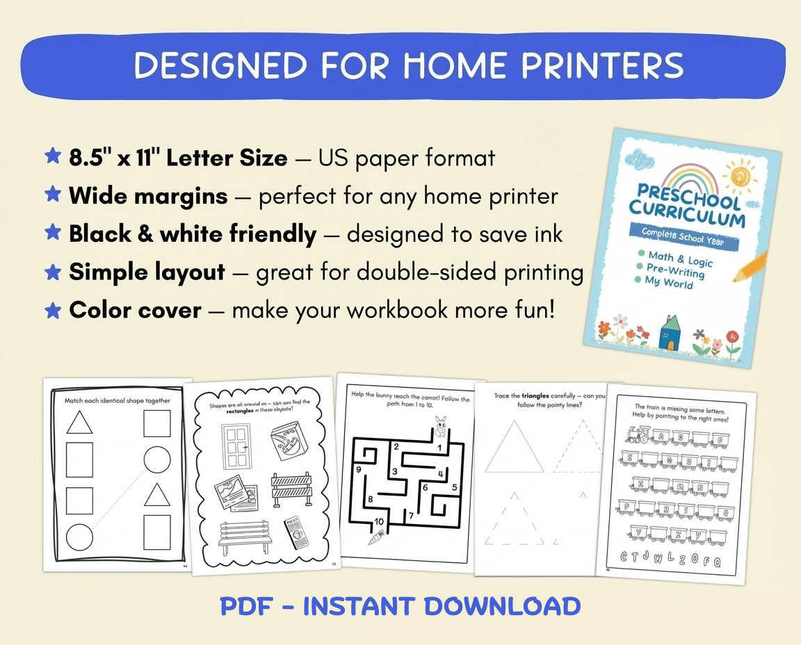 Kids Busy Book & Worksheets Bundle – Preschool Curriculum | JollyPrinty - JollyPrinty