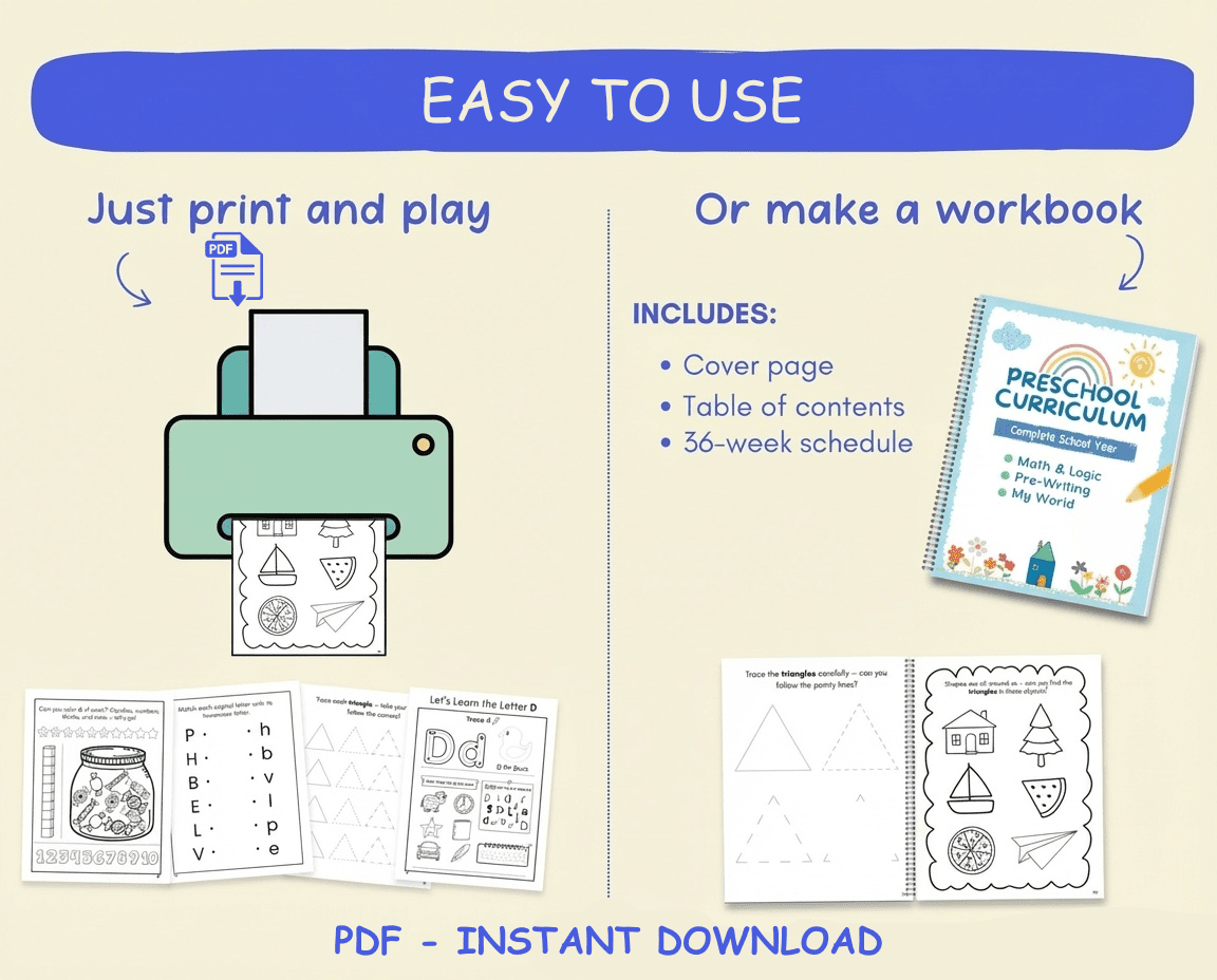 Kids Busy Book & Worksheets Bundle – Preschool Curriculum | JollyPrinty - JollyPrinty
