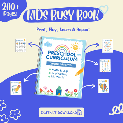 Kids Busy Book & Worksheets Bundle – Preschool Curriculum | JollyPrinty - JollyPrinty