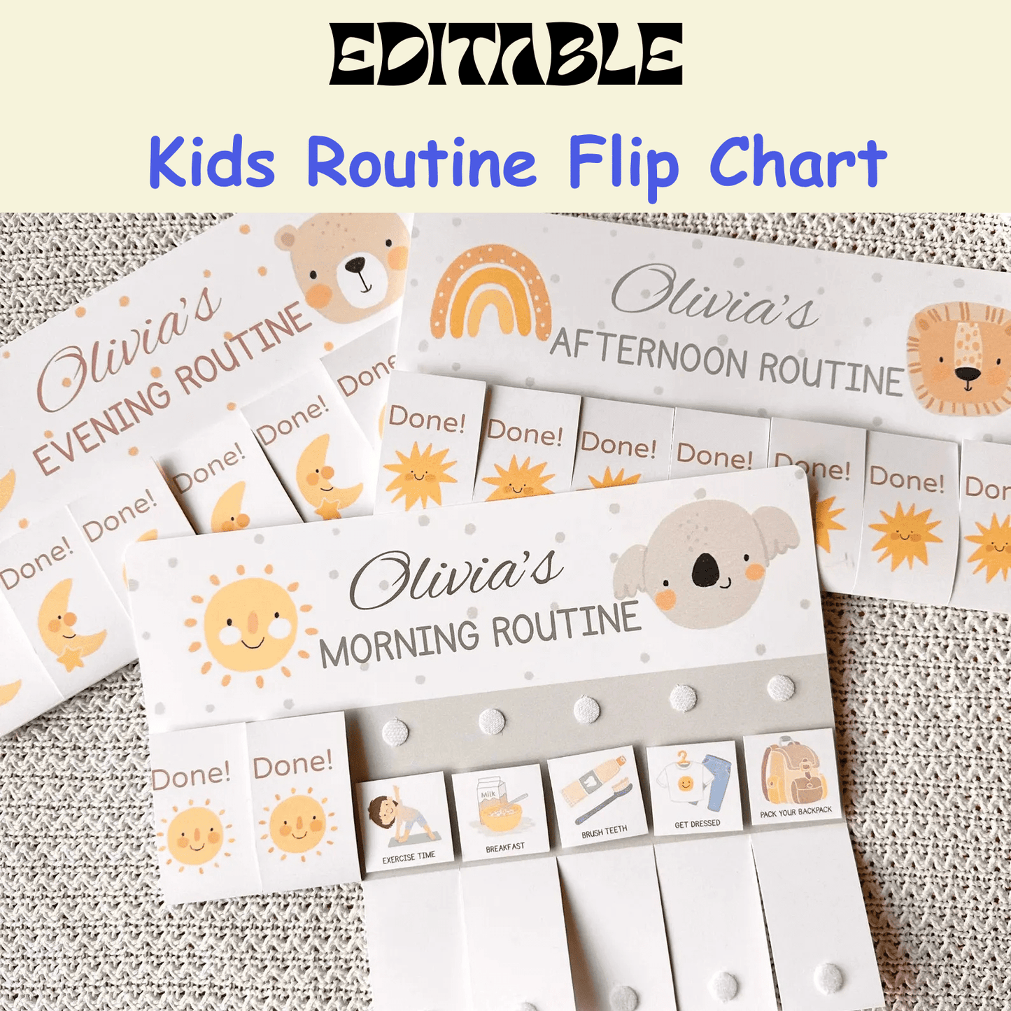 SmartRoutine | Editable Kids Daily Routine & Chore Flip Chart - JollyPrinty