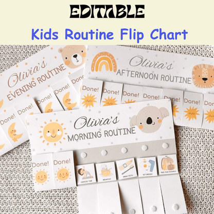 SmartRoutine | Editable Kids Daily Routine & Chore Flip Chart - JollyPrinty